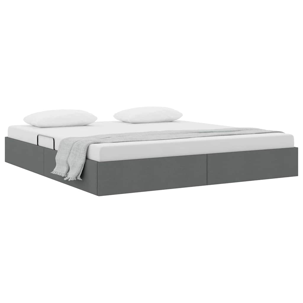 Letto con Contenitore Grigio Scuro 193 x 203 cm Tessuto | homemem39