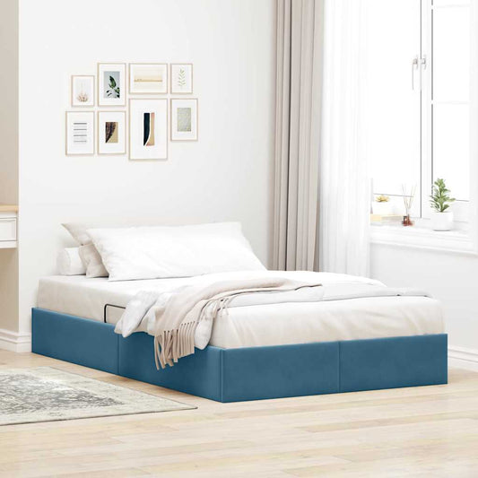 Letto con Contenitore Blu Scuro 120 x 200 cm Velluto