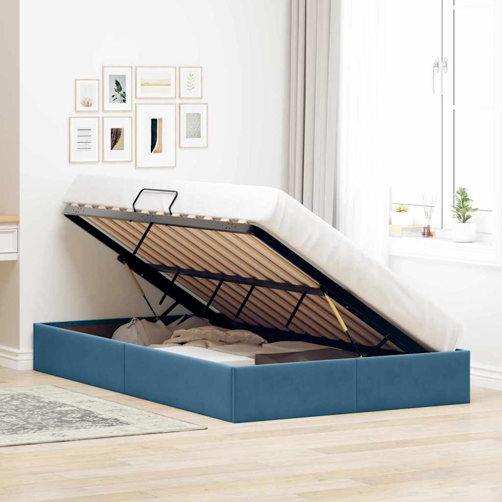 Letto con Contenitore Blu Scuro 120 x 200 cm Velluto
