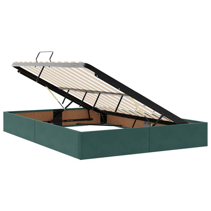Letto con Contenitore Verde Scuro 140 x 190 cm Velluto