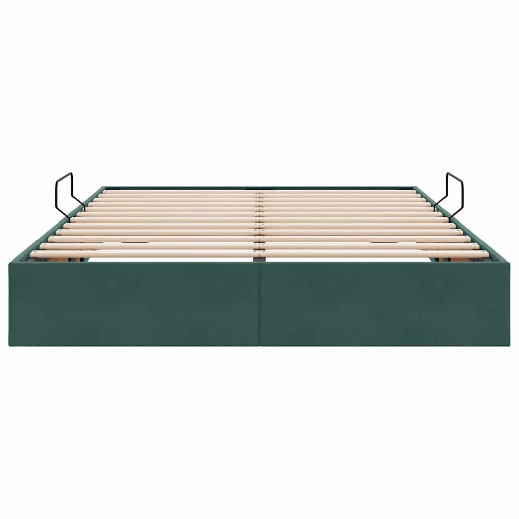 Letto con Contenitore Verde Scuro 140 x 190 cm Velluto