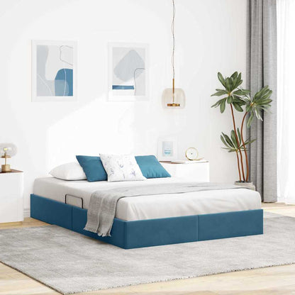 Letto con Contenitore Blu Scuro 140 x 190 cm Velluto
