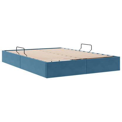 Letto con Contenitore Blu Scuro 140 x 190 cm Velluto