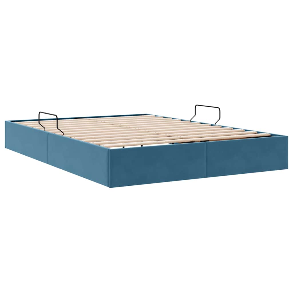 Letto con Contenitore Blu Scuro 140 x 190 cm Velluto