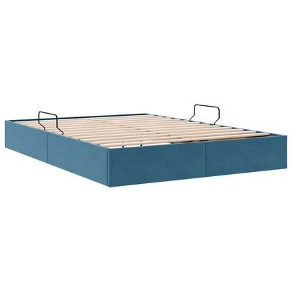 Letto con Contenitore Blu Scuro 140 x 190 cm Velluto