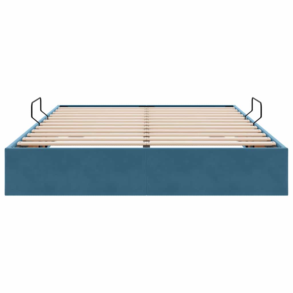 Letto con Contenitore Blu Scuro 140 x 190 cm Velluto