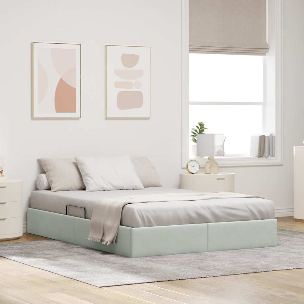 Letto con Contenitore Grigio chiaro 140 x 200 cm Velluto