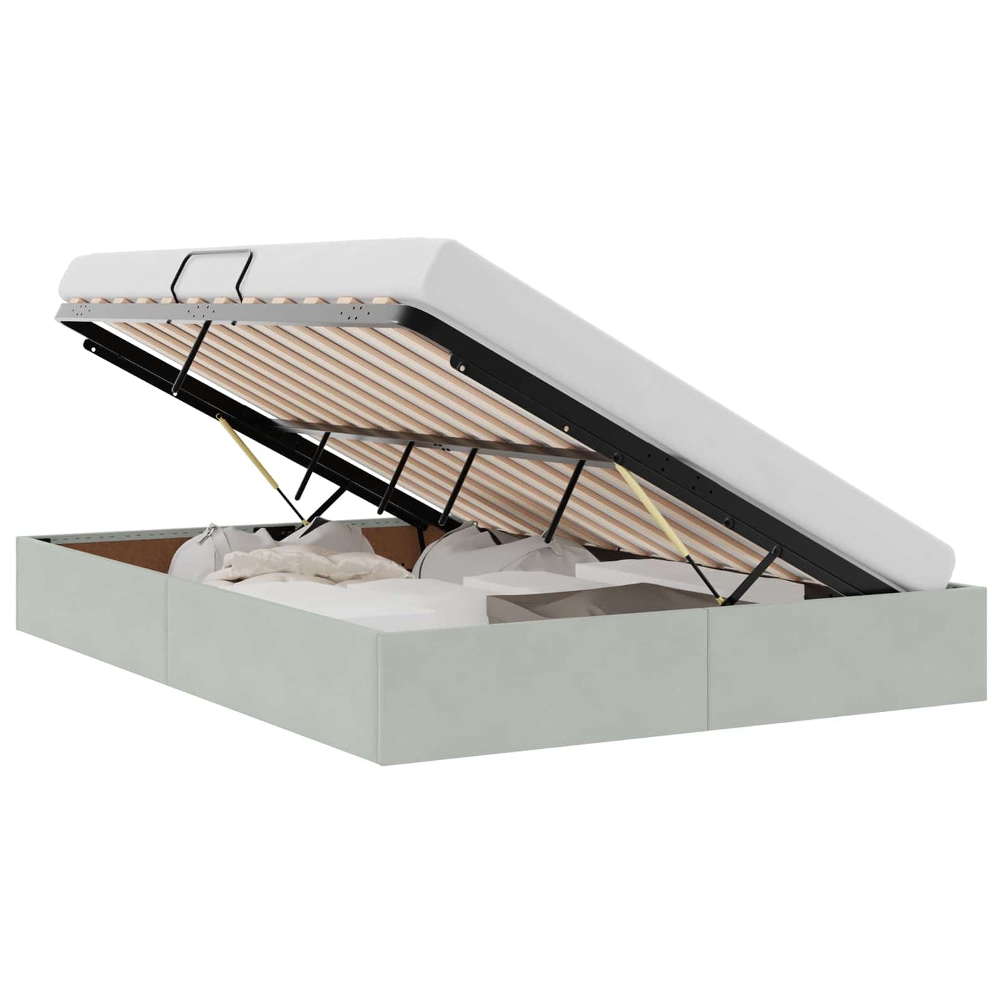 Letto con Contenitore Grigio chiaro 140 x 200 cm Velluto