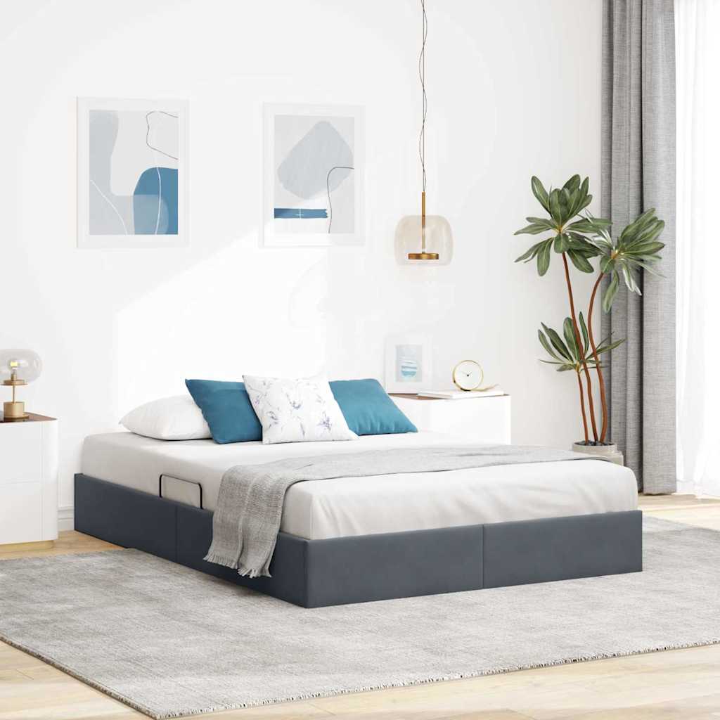 Letto con Contenitore Grigio scuro 140 x 200 cm Velluto