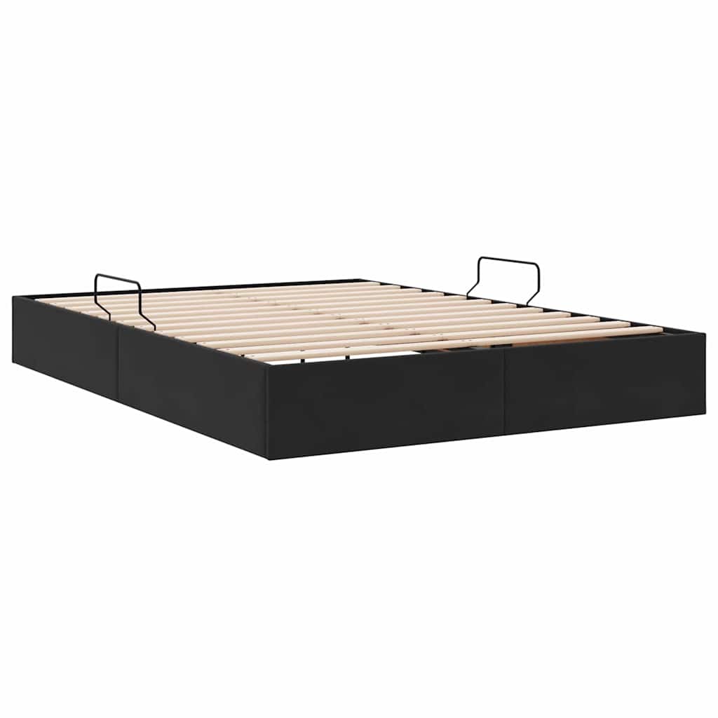 Letto con Contenitore con materasso Nero 140 x 200 cm Velluto