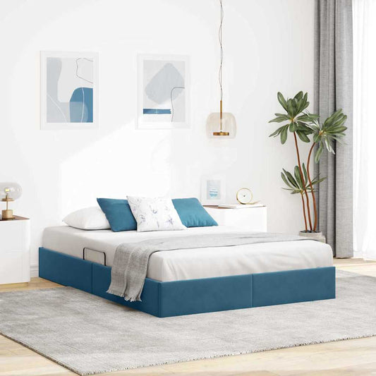 Letto con Contenitore Blu Scuro 140 x 200 cm Velluto