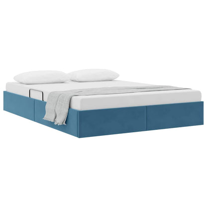 Letto con Contenitore Blu Scuro 140 x 200 cm Velluto
