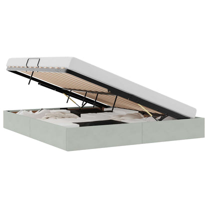 Letto con Contenitore Grigio chiaro 160 x 200 cm Velluto