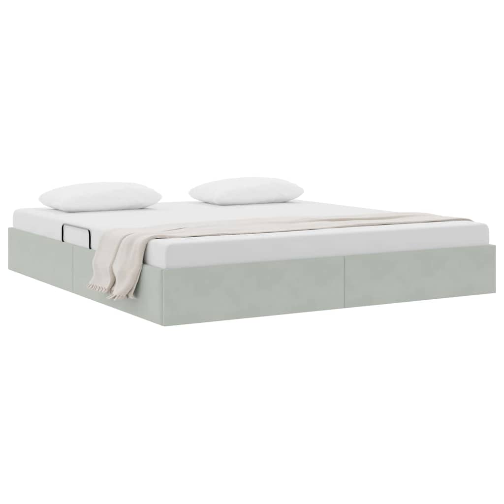 Letto con Contenitore Grigio chiaro 160 x 200 cm Velluto