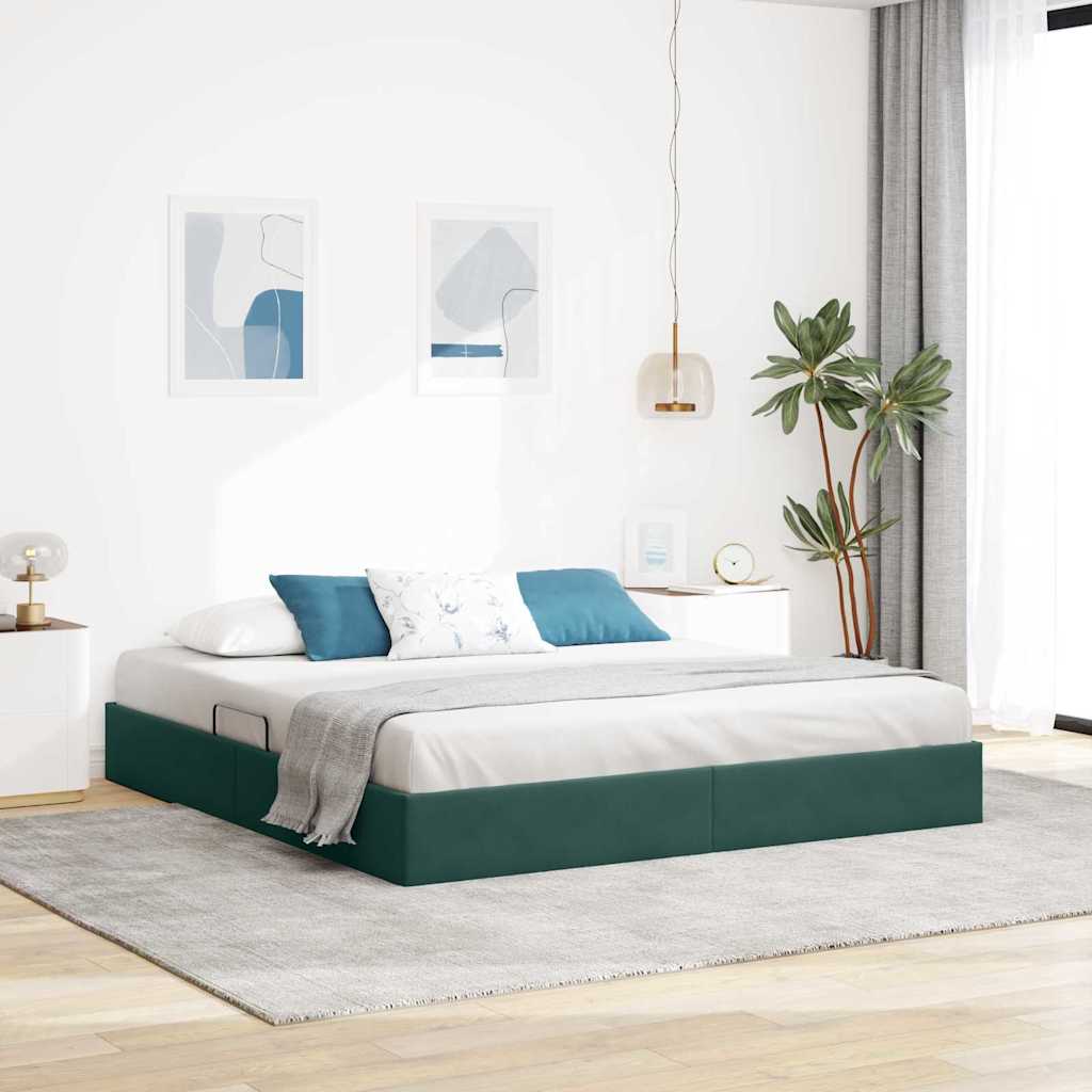 Letto con Contenitore Verde Scuro 160 x 200 cm Velluto
