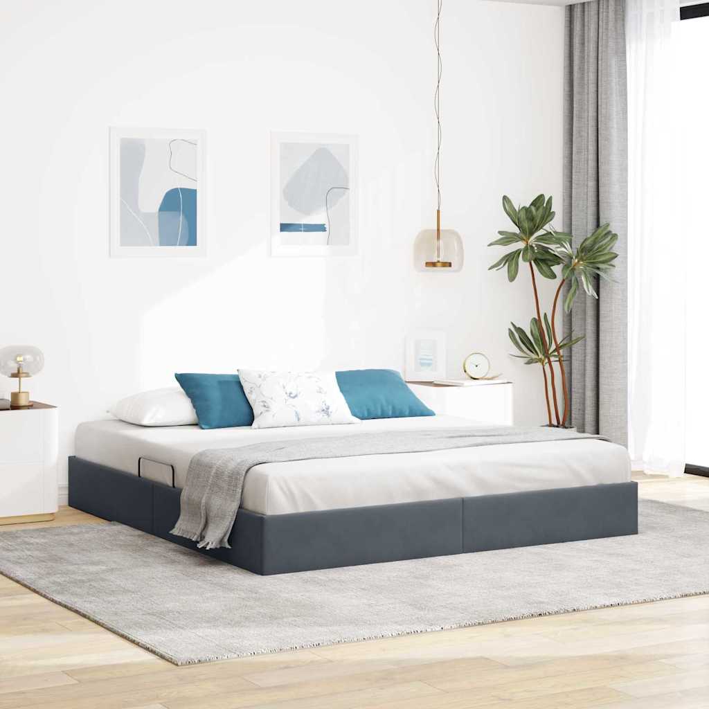 Letto con Contenitore Grigio scuro 180 x 200 cm Velluto