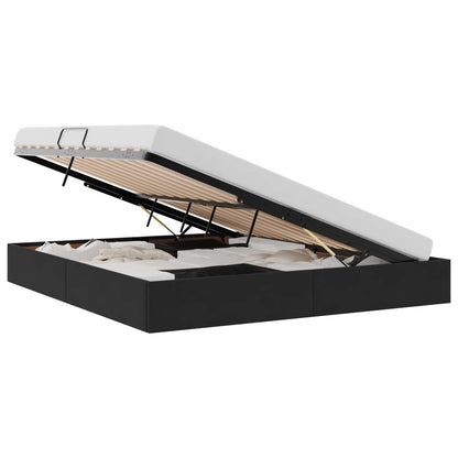 Letto con Contenitore con materasso Nero 180 x 200 cm Velluto