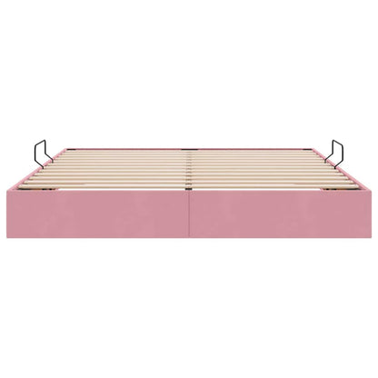 Letto con Contenitore con materasso Rosa 180 x 200 cm Velluto