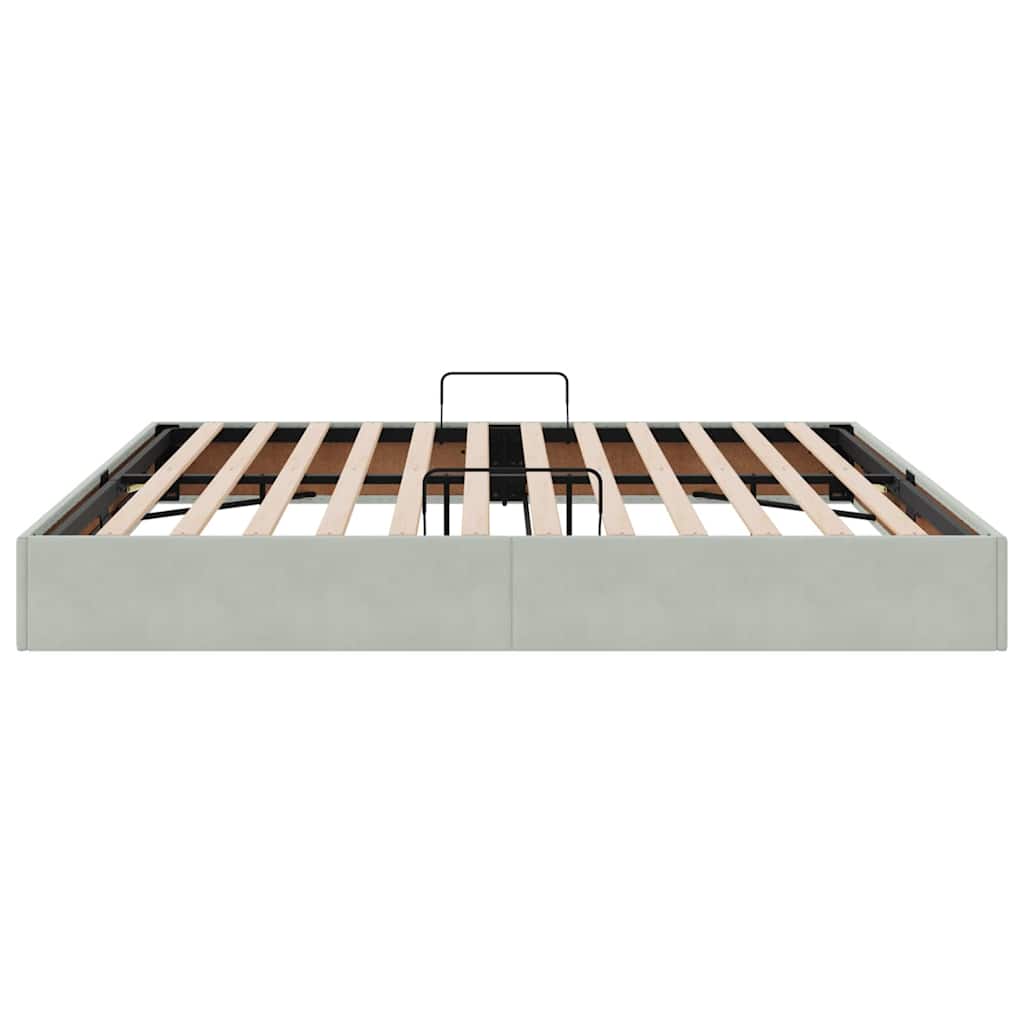 Letto con Contenitore Grigio chiaro 200 x 200 cm Velluto