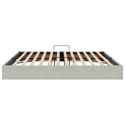 Letto con Contenitore Grigio chiaro 200 x 200 cm Velluto