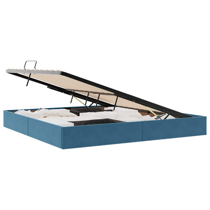 Letto con Contenitore Blu Scuro 200 x 200 cm Velluto