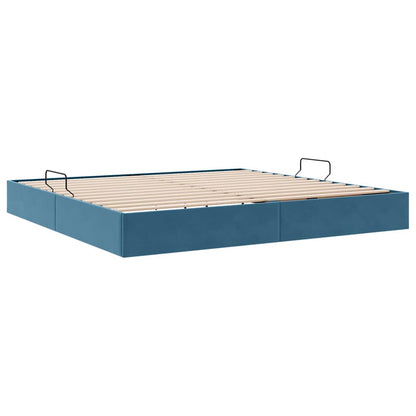 Letto con Contenitore Blu Scuro 200 x 200 cm Velluto