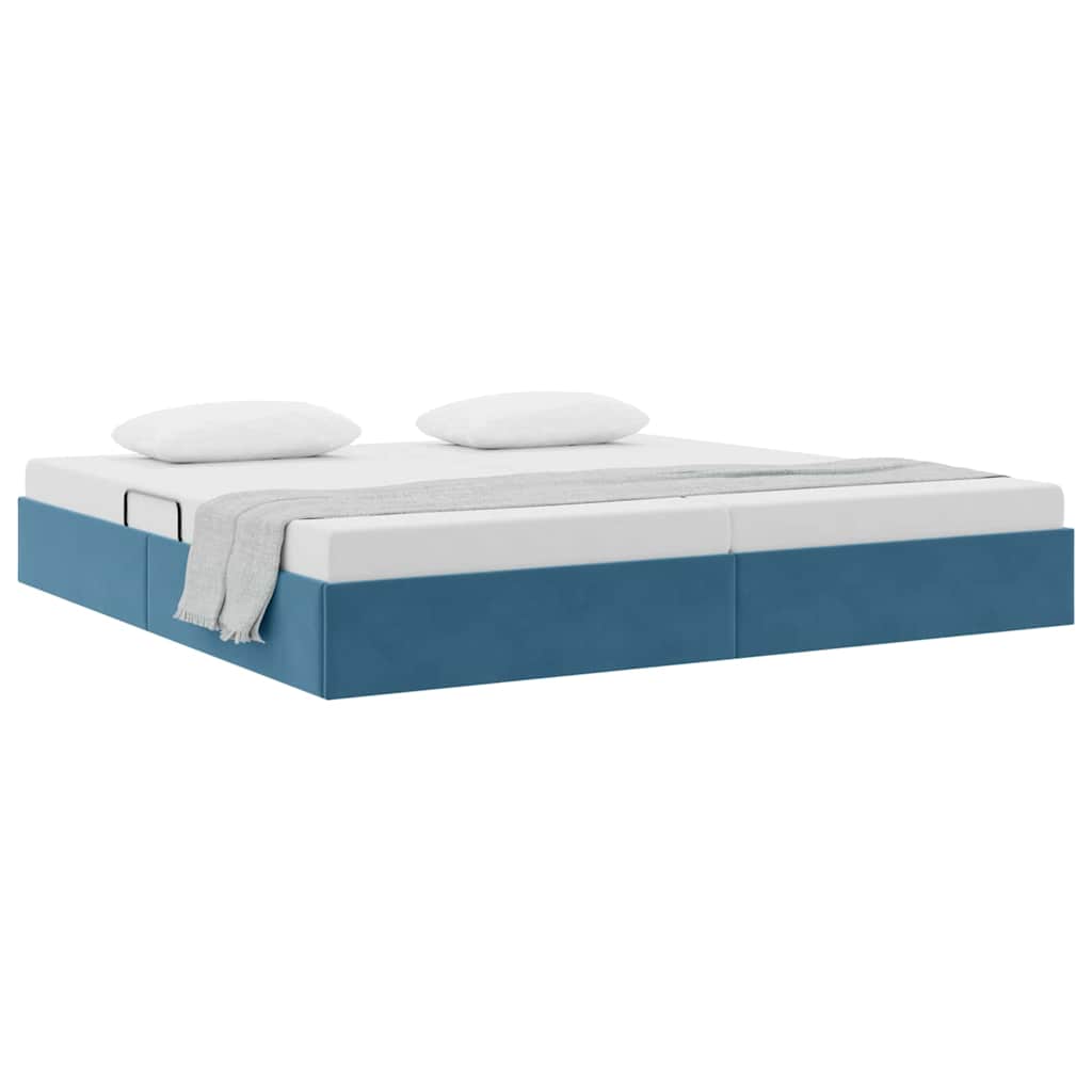 Letto con Contenitore Blu Scuro 200 x 200 cm Velluto