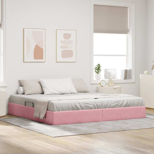 Letto con Contenitore con materasso Rosa 200 x 200 cm Velluto