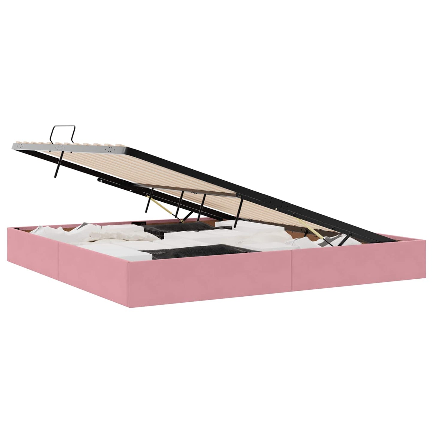 Letto con Contenitore con materasso Rosa 200 x 200 cm Velluto