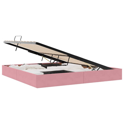 Letto con Contenitore con materasso Rosa 200 x 200 cm Velluto