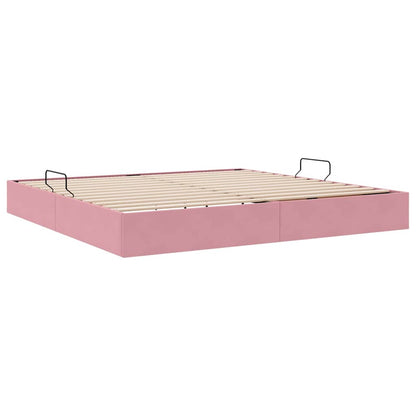 Letto con Contenitore con materasso Rosa 200 x 200 cm Velluto