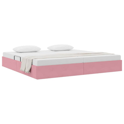 Letto con Contenitore con materasso Rosa 200 x 200 cm Velluto