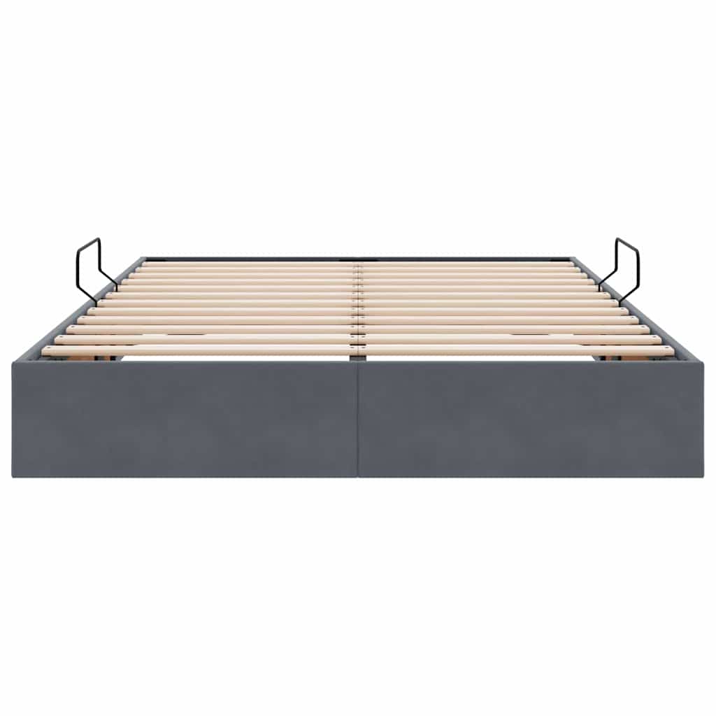 Letto con Contenitore Grigio Scuro 135 x 190 cm Velluto | homemem39