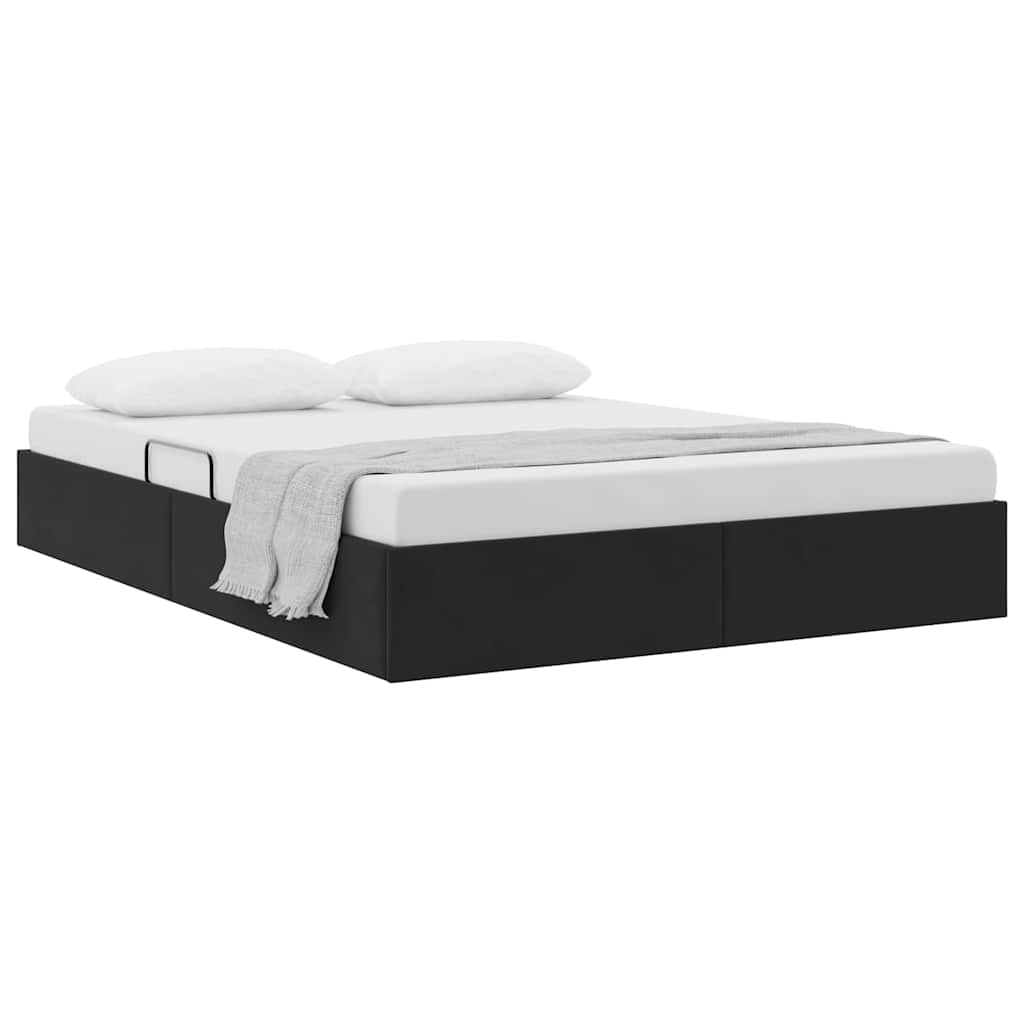 Letto con Contenitore Nero 135 x 190 cm Velluto | homemem39