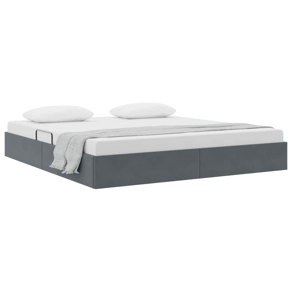 Letto con Contenitore Grigio Scuro 180 x 200 cm Velluto | homemem39