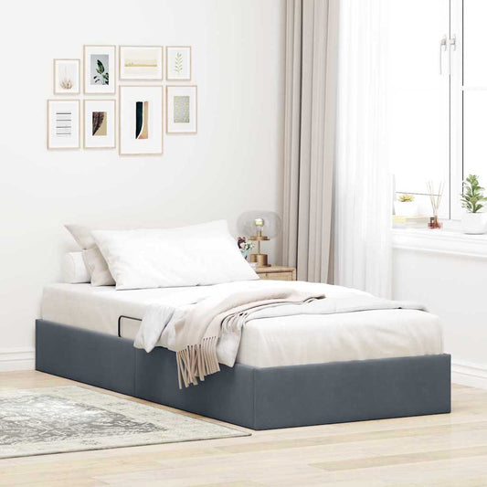 Letto con Contenitore Grigio Scuro 100 x 190 cm Velluto | homemem39