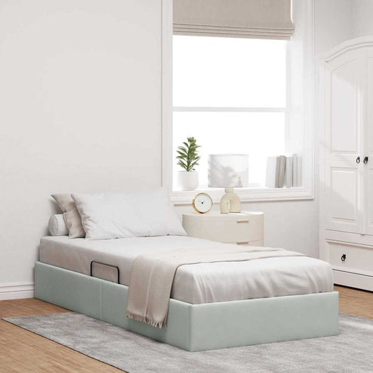 Letto con Contenitore Grigio Chiaro 100 x 203 cm Velluto | homemem39