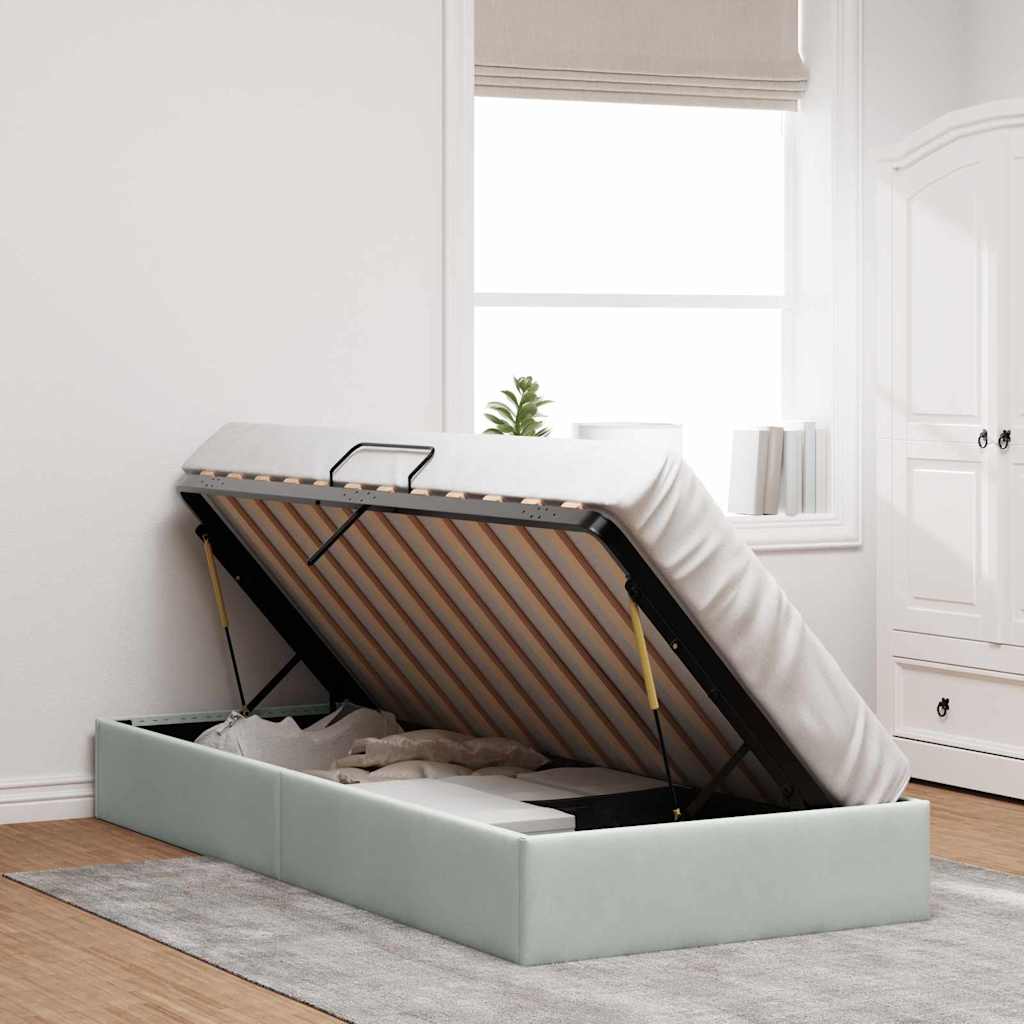 Letto con Contenitore Grigio Chiaro 100 x 203 cm Velluto | homemem39