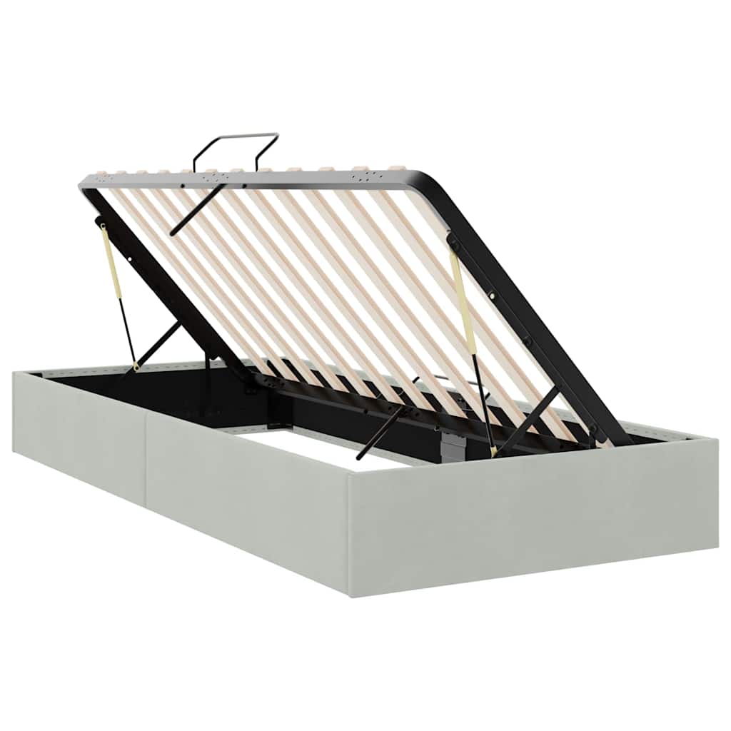 Letto con Contenitore Grigio Chiaro 100 x 203 cm Velluto | homemem39