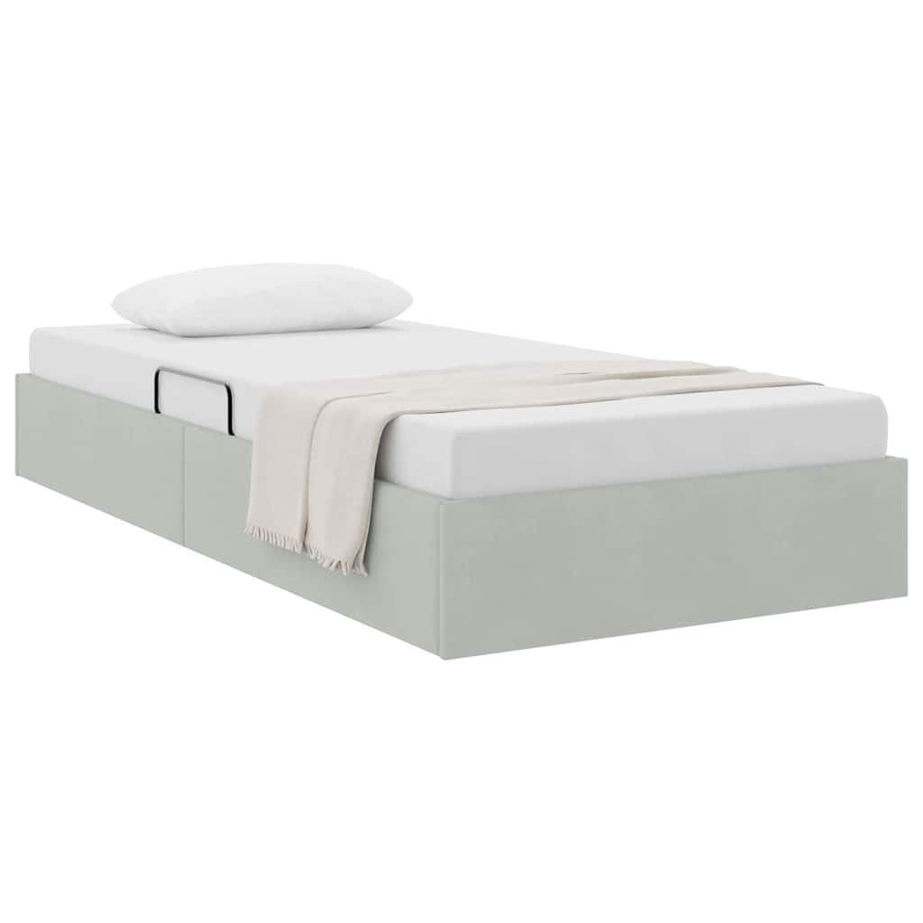 Letto con Contenitore Grigio Chiaro 100 x 203 cm Velluto | homemem39
