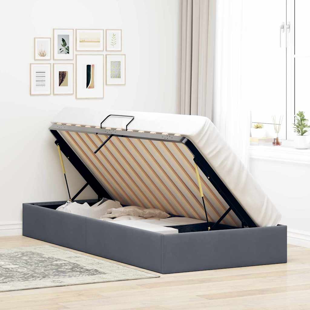 Letto con Contenitore Grigio Scuro 100 x 203 cm Velluto | homemem39