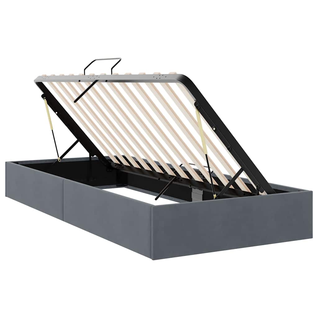 Letto con Contenitore Grigio Scuro 100 x 203 cm Velluto | homemem39