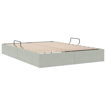 Letto con Contenitore Grigio Chiaro 137 x 190 cm Velluto | homemem39