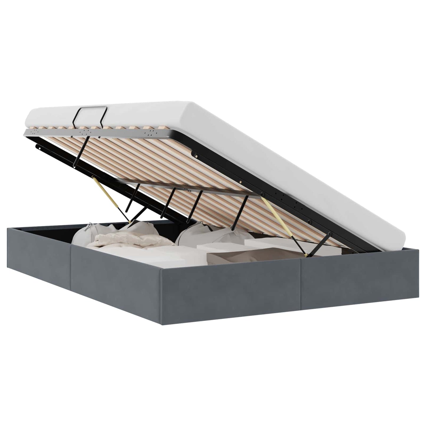 Letto con Contenitore Grigio Scuro 137 x 190 cm Velluto | homemem39