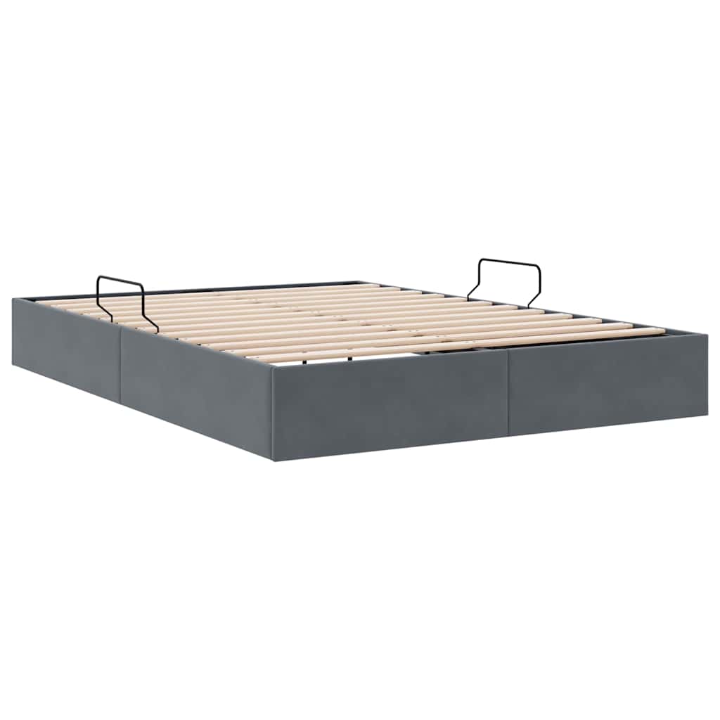 Letto con Contenitore Grigio Scuro 153 x 203 cm Velluto | homemem39