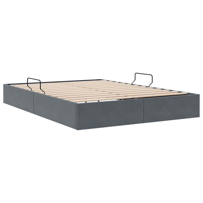 Letto con Contenitore Grigio Scuro 153 x 203 cm Velluto | homemem39