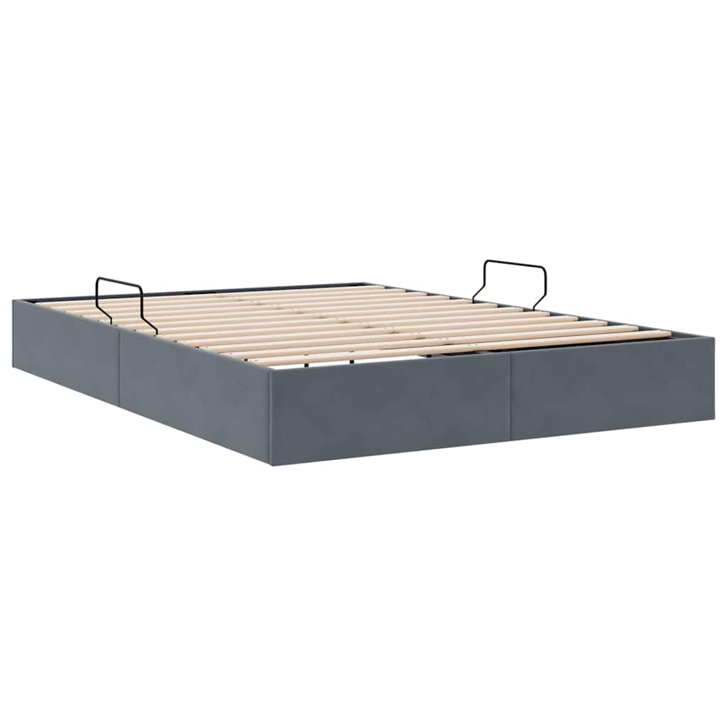 Letto con Contenitore Grigio Scuro 153 x 203 cm Velluto | homemem39
