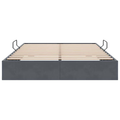 Letto con Contenitore Grigio Scuro 153 x 203 cm Velluto | homemem39