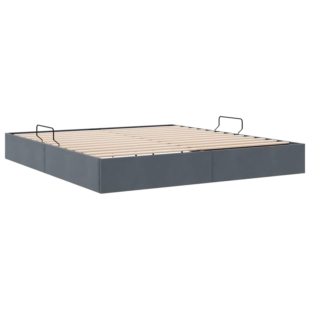 Letto con Contenitore Grigio Scuro 193 x 203 cm Velluto | homemem39