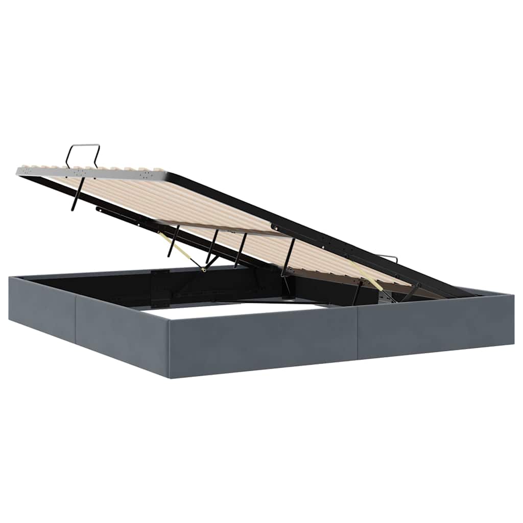 Letto con Contenitore Grigio Scuro 193 x 203 cm Velluto | homemem39